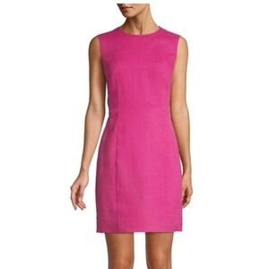 Theory Pink Fuchsia Linen Sleeveless Sheath Fitted Mini Dress Women’s Size 0